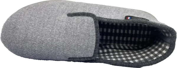 vue dessus chausson gris walker pour homme