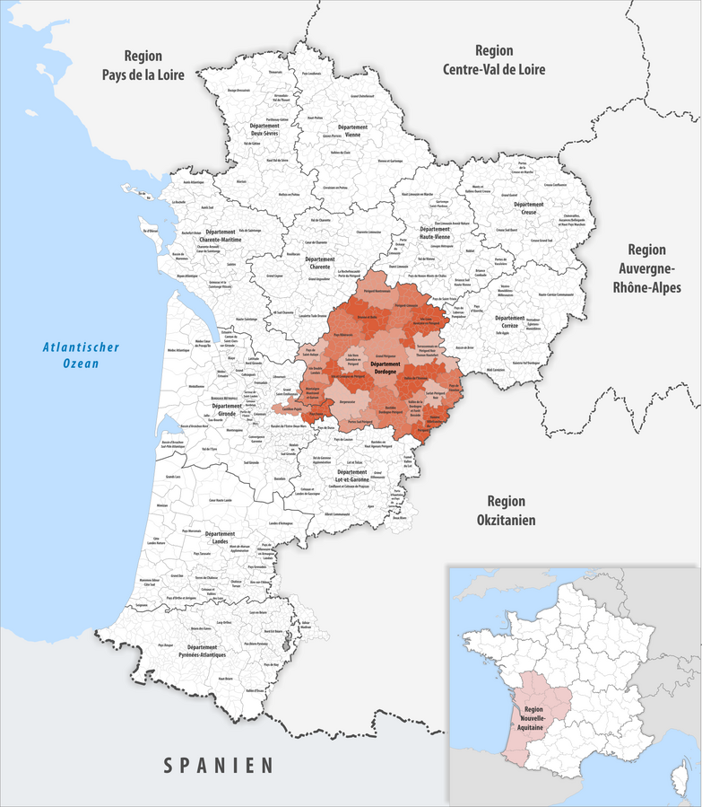 carte département dordogne en france