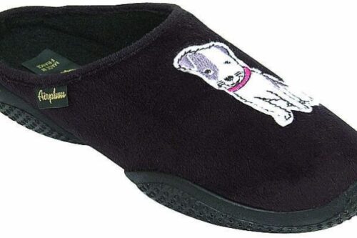 Chausson-enfant-fille-Black Chausson noir avec imprimé petit chien