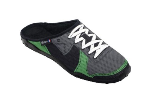 Chausson-enfant-mule-Derby3 Mule noire avec imprimé lacets baskets vert