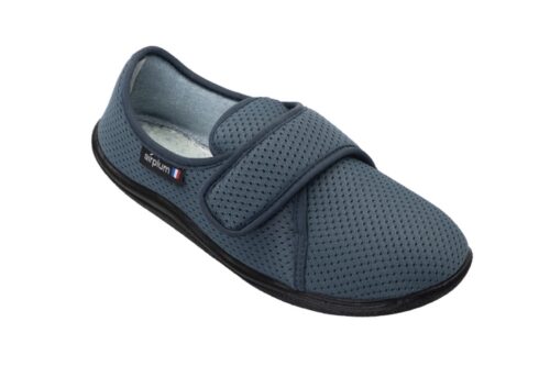 Chausson-femme-confort-Zoe Chausson gris avec fermeture bande Velcro