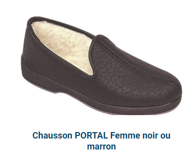 Chausson mocassin dessus en skai et fourrage en laine