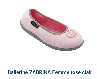 Ballerine rose clair avec motifs fleurs sur le dessus et bordure grise