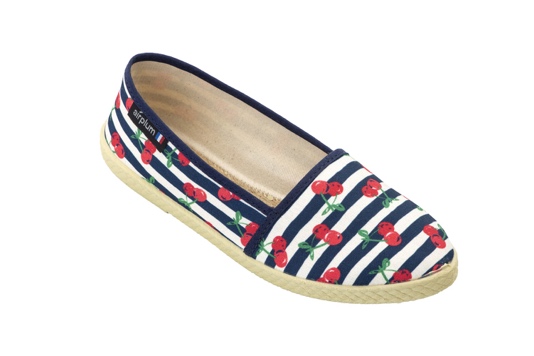 Espadrille rayée avec motifs cerise