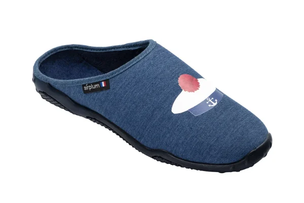 mule homme bleue, modèle DANCRE, dessus jean