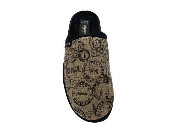 Mule fermée homme vue de haut dessus textile imprimé motif
