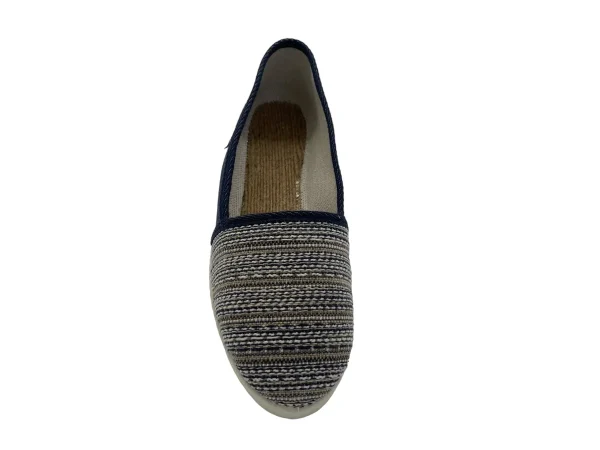 Espadrille femme dessus toile rayée doublée toile écrue, vue de haut