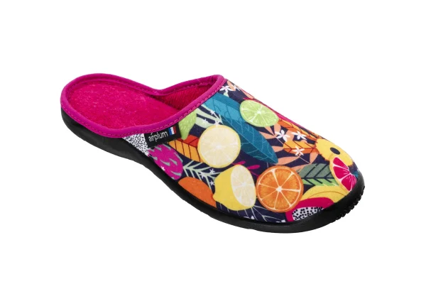 pantoufle avec semelle plate avec motifs fruits