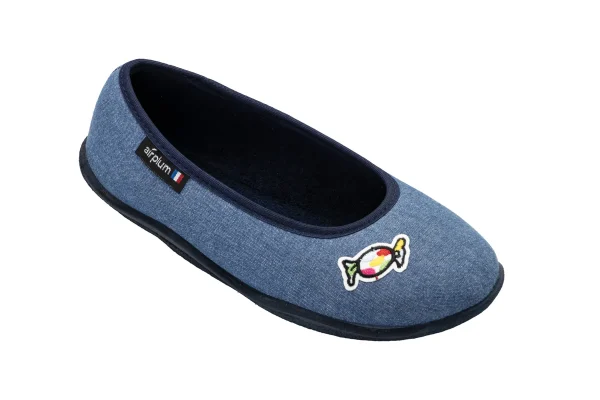 Ballerine ouverte femme couleur jean, modèle ZARIBO
