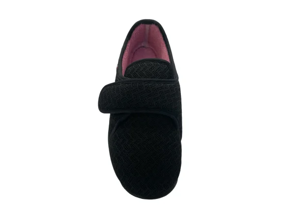 Chausson noir à scratch femme ZIGUY vue du dessus