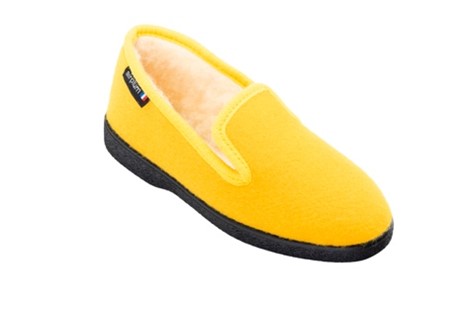 chaussons jaune avec doublure en laine