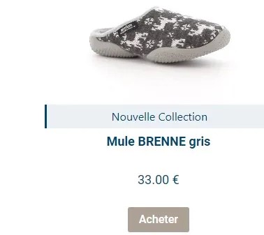 mule grise en tricot avec motifs rennes blancs