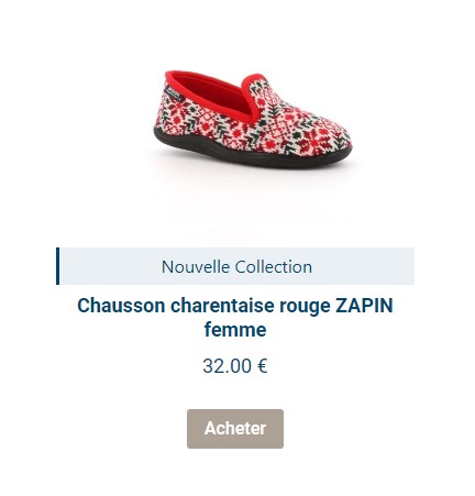 Pantoufle charentaise en tricot rouge avec motifs sapins