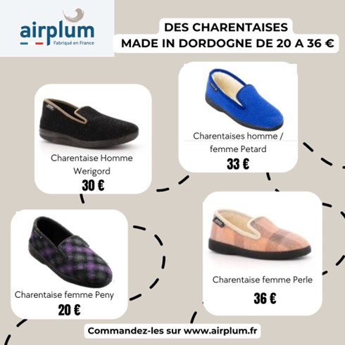 chausson charentaise à carreaux bleu