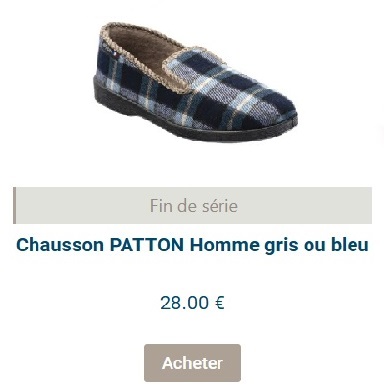 chausson charentaise à carreaux bleu