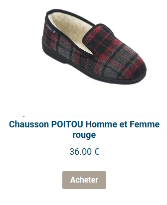 Chausson style charentaise pour hommes Poitou