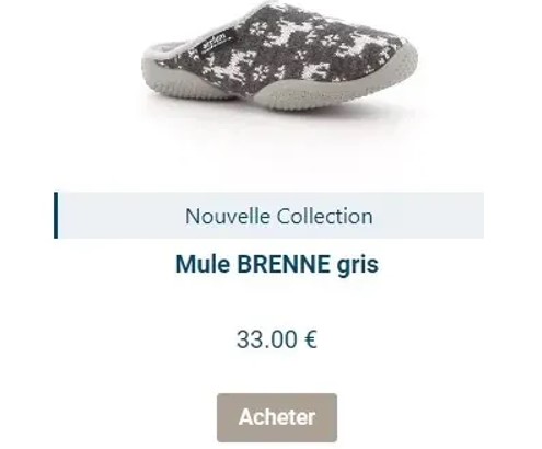 Chausson mule renne gris et blanc avec semelle souple épaisse