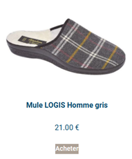 Mule LOGIS gris pour homme