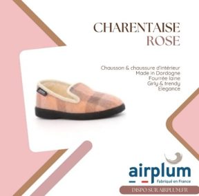 Charentaise-rose-charentaises modernes-perle-airplum Chausson Charentaise à carreaux roses