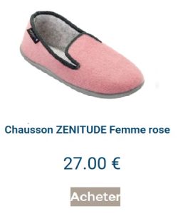 Charentaises femme rose en laine bouillie Zenitude