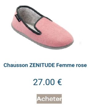 Charentaises femme rose en laine bouillie Zenitude