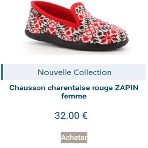 Chausson rouge femme Zapin