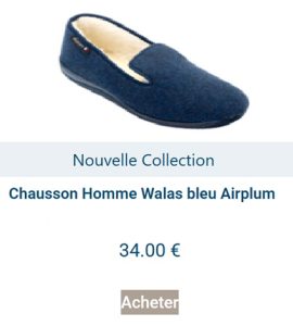 Chausson homme walas bleu
